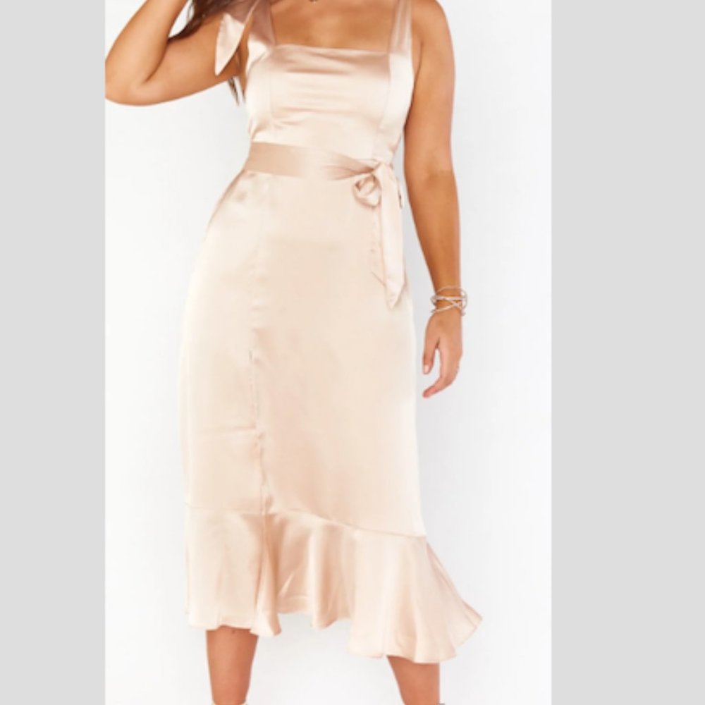 Show Me Your Mumu - Claire Midi Dress - Champagne Luxe Satin